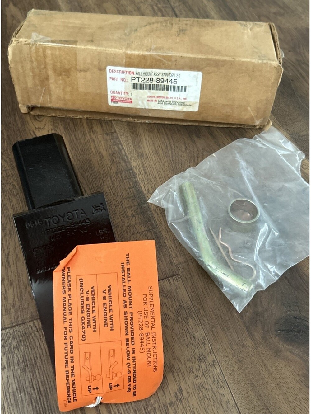 Genuine Toyota OEM PT228-89445 Ball Mount Assembly 2" Hitch 10,000 lb NEW